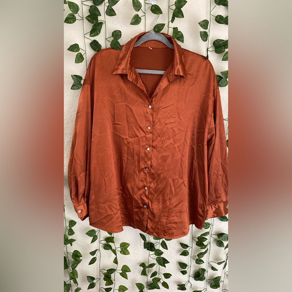 Rust Button-Up Women's Top